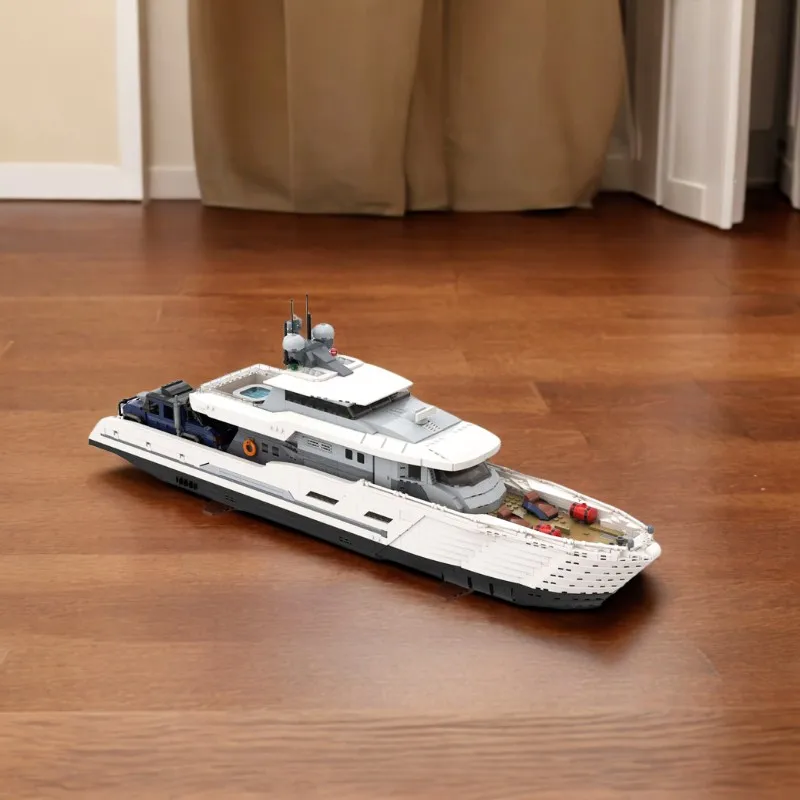 Model Kit Yacht - 4367-teiliges Weißes Moc Explorer Yacht Luxusyacht-Modell